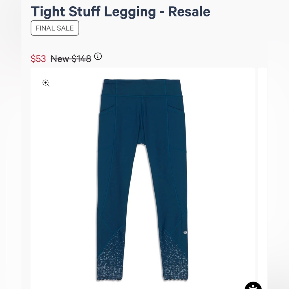 Lululemon - Tight Stuff High-Rise Teal Size 4 Excellent Condtion